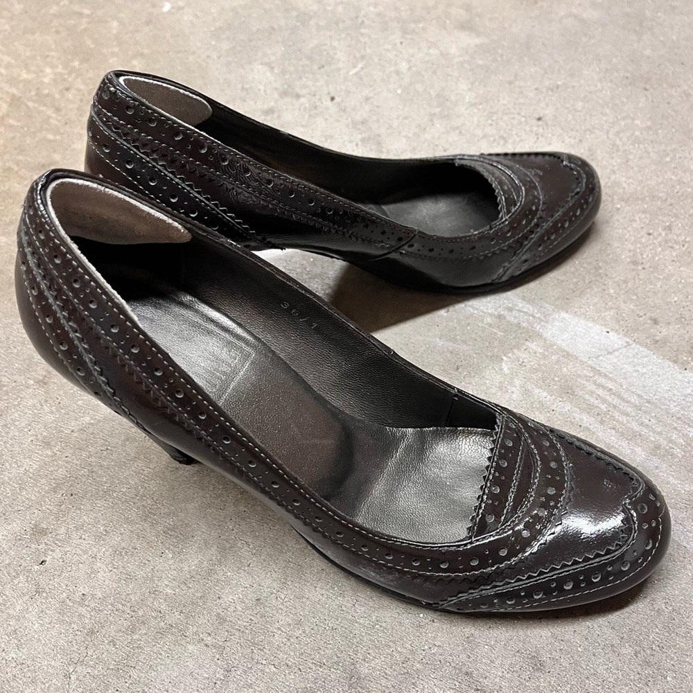 BP Zone/Etienne Aigner Dark Brown Cone Heels